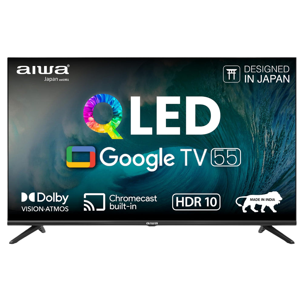 Aiwa 139 cm (55 inches) QLED Display 4K Ultra HD | Google TV | Smart TV | Dolby Vision | Magnifiq Series Bezel-Less | 2 GB RAM | 16 GB Storage | Dolby Atmos Audio | Signature Sound | AS55QUHDX3-GTV
