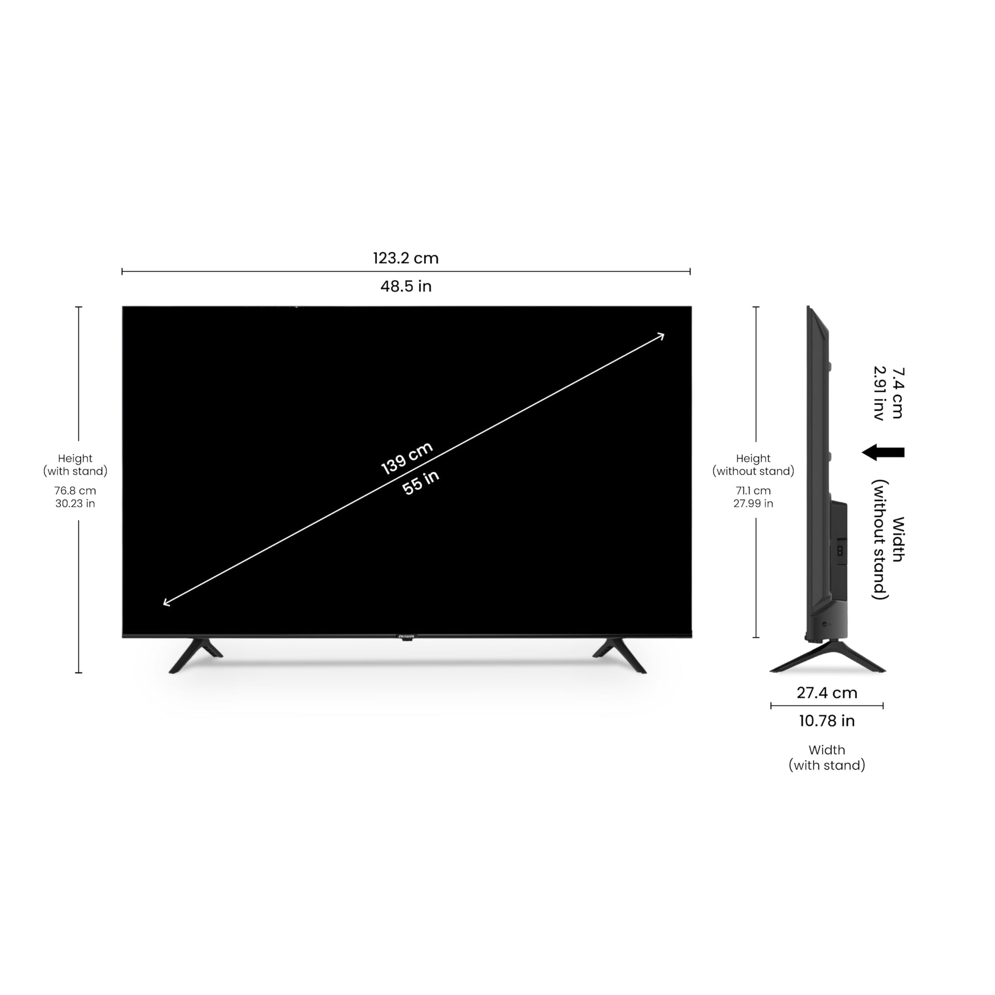 Aiwa 139 cm (55 inches) QLED Display 4K Ultra HD | Google TV | Smart TV | Dolby Vision | Magnifiq Series Bezel-Less | 2 GB RAM | 16 GB Storage | Dolby Atmos Audio | Signature Sound | AS55QUHDX3-GTV 