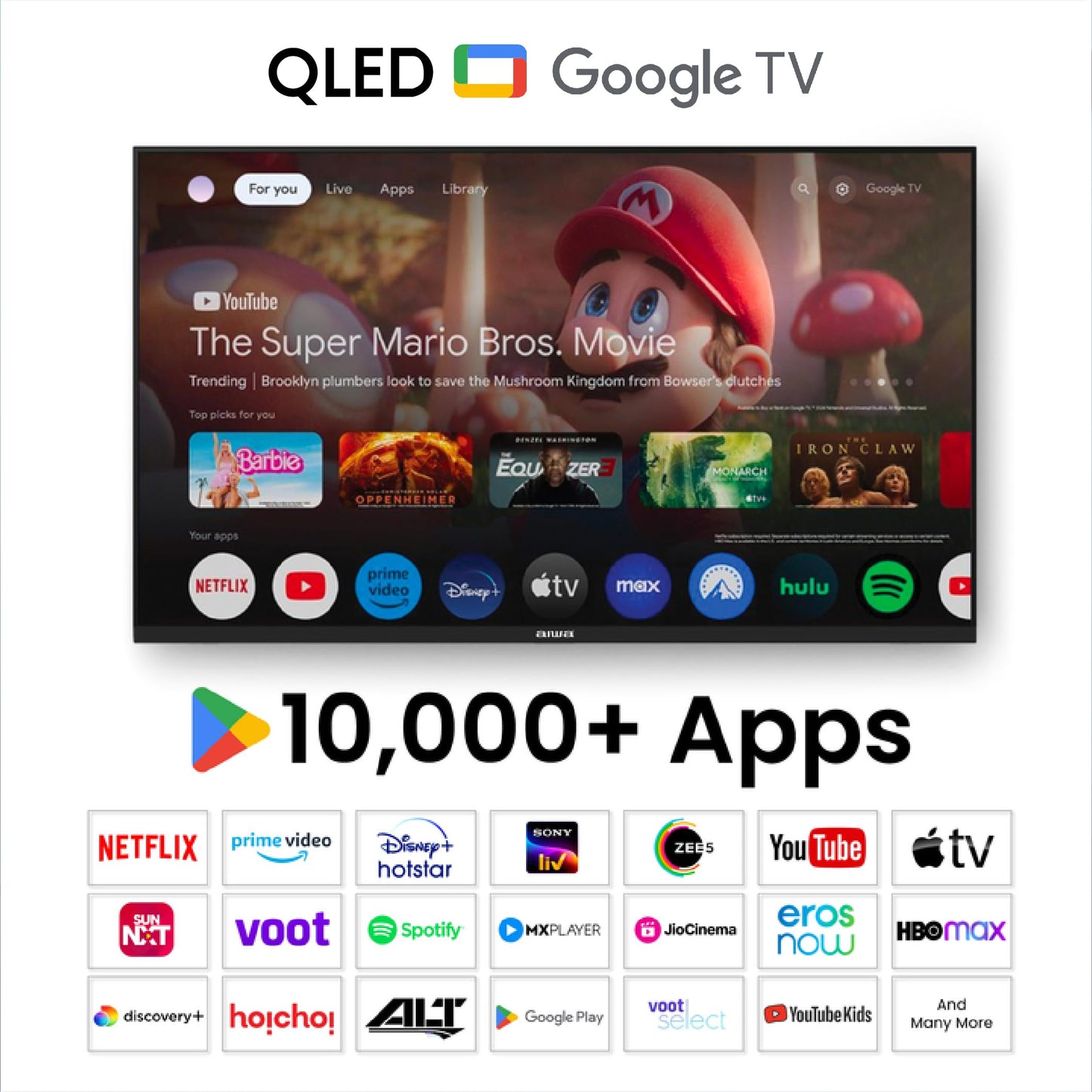 Aiwa 139 cm (55 inches) QLED Display 4K Ultra HD | Google TV | Smart TV | Dolby Vision | Magnifiq Series Bezel-Less | 2 GB RAM | 16 GB Storage | Dolby Atmos Audio | Signature Sound | AS55QUHDX3-GTV 