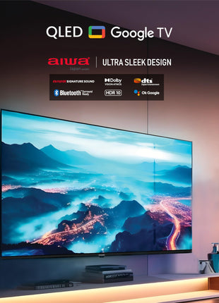 Aiwa 139 cm (55 inches) QLED Display 4K Ultra HD | Google TV | Smart TV | Dolby Vision | Magnifiq Series Bezel-Less | 2 GB RAM | 16 GB Storage | Dolby Atmos Audio | Signature Sound | AS55QUHDX3-GTV 