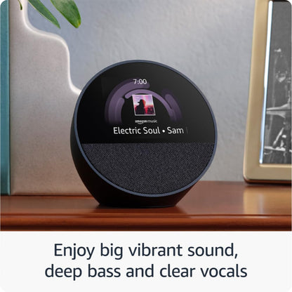 All-new Echo Spot, Smart alarm clock with vibrant sound, Alexa and Bluetooth | Black 