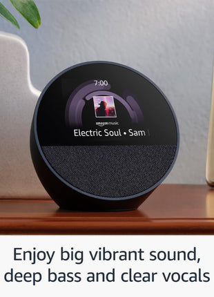 All-new Echo Spot, Smart alarm clock with vibrant sound, Alexa and Bluetooth | Blue 