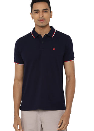 Allen Solly Men's Cotton Regular Fit Polo T-Shirt (ASKPQRGFW82524_Navy_Large) 