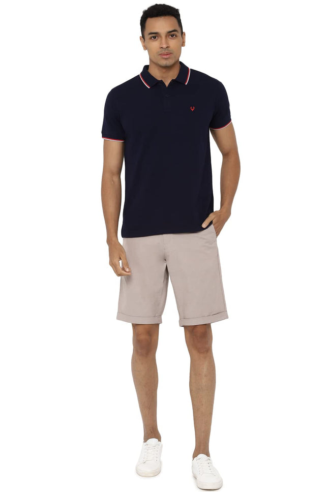 Allen Solly Men's Cotton Regular Fit Polo T-Shirt (ASKPQRGFW82524_Navy_Large) 