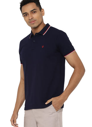 Allen Solly Men's Cotton Regular Fit Polo T-Shirt (ASKPQRGFW82524_Navy_Large) 