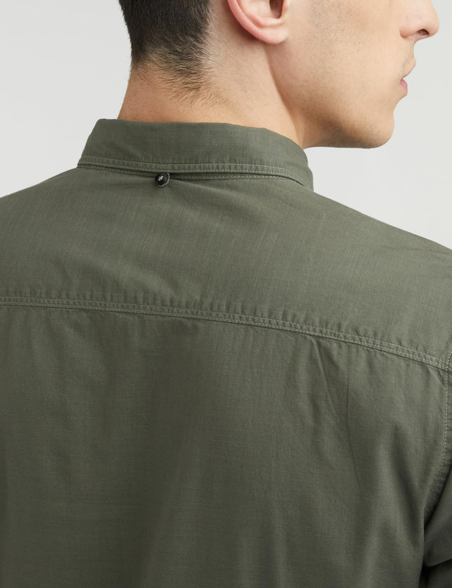 Allen Solly Men's Cotton Solid Slim Fit Shirt (ASSFWMOFG80292_Olive 40) 