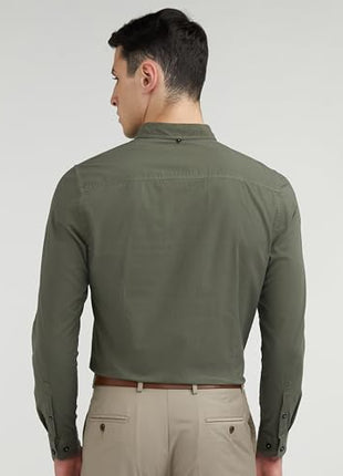 Allen Solly Men's Cotton Solid Slim Fit Shirt (ASSFWMOFG80292_Olive 40) 