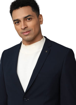 Allen Solly Solid Polyester Slim Fit Men's Casual Blazer (Navy, 40) 