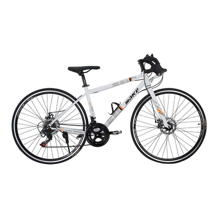 Amardeep cycles Make 700C Road Bike | 14-Speed Shimano Gears | Dual Disc Brakes | Double Wall Alloy Rims | 18-Inch Steel Frame | Unisex Sports Gear Bicycle | Easy Assembly - White 