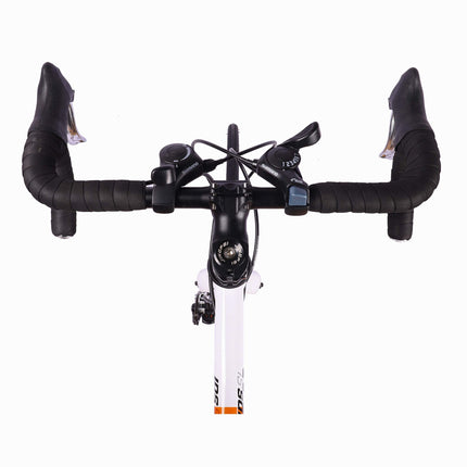 Amardeep cycles Make 700C Road Bike | 14-Speed Shimano Gears | Dual Disc Brakes | Double Wall Alloy Rims | 18-Inch Steel Frame | Unisex Sports Gear Bicycle | Easy Assembly - White 