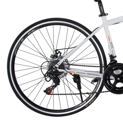 Amardeep cycles Make 700C Road Bike | 14-Speed Shimano Gears | Dual Disc Brakes | Double Wall Alloy Rims | 18-Inch Steel Frame | Unisex Sports Gear Bicycle | Easy Assembly - White 