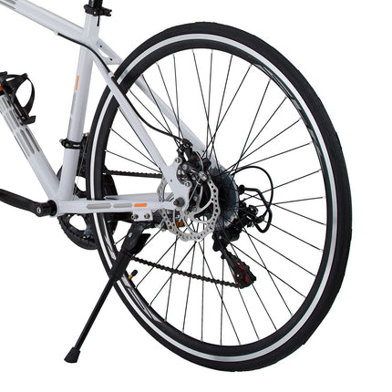 Amardeep cycles Make 700C Road Bike | 14-Speed Shimano Gears | Dual Disc Brakes | Double Wall Alloy Rims | 18-Inch Steel Frame | Unisex Sports Gear Bicycle | Easy Assembly - White 