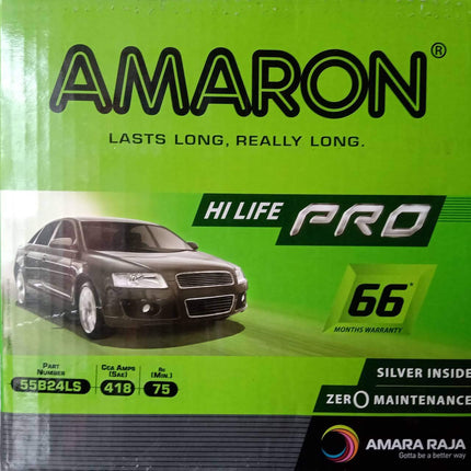 Amaron 55B24LS Pro 12 Volts 45Ah Front Car Battery 