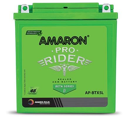 Amaron Pro Rider AP-BTX5L Beta Series, 12V Sealed AGM Battery, Green 