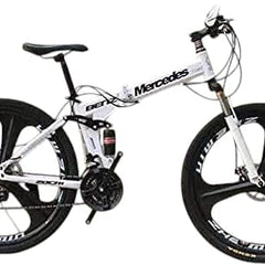 Amaze Kai Dual Suspension Bikes Latest Bm Foldable Gear Cycle for Men with 21 Speed Gear 6 Spoke | Folding Mountain Bike with Double Disc Break & Mac Wheel, 26 Inch, White N Black (White-Black) 