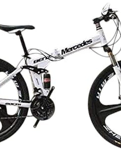 Amaze Kai Dual Suspension Bikes Latest Bm Foldable Gear Cycle for Men with 21 Speed Gear 6 Spoke | Folding Mountain Bike with Double Disc Break & Mac Wheel, 26 Inch, White N Black (White-Black) 