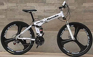 Amaze Kai Dual Suspension Bikes Latest Bm Foldable Gear Cycle for Men with 21 Speed Gear 6 Spoke | Folding Mountain Bike with Double Disc Break & Mac Wheel, 26 Inch, White N Black (White-Black) 