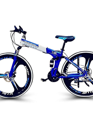 Amaze Kai Dual Suspension Bikes Latest Bmv Foldable Gear Cycle for Men with 21 Speed Gear 3 Spoke | Folding Mountain Bike with Double Disc Break & Mac Wheel, 26 Inch (Blue) 