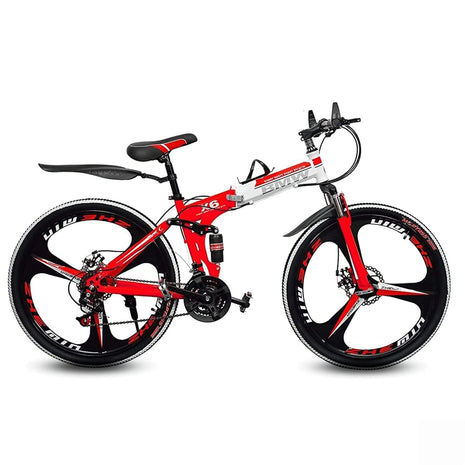 Amaze Kai Dual Suspension Bikes Latest Bmv Foldable Gear Cycle for Men with 21 Speed Gear 3 Spoke | Folding Mountain Bike with Double Disc Break & Mac Wheel, 26 Inch (red) 