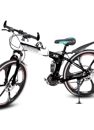 Amaze Kai Dual Suspension Bikes Latest Bmv Foldable Gear Cycle for Men with 21 Speed Gear 6 Spoke | Folding Mountain Bike with Double Disc Break & Mac Wheel, 26 Inch, (Black) 