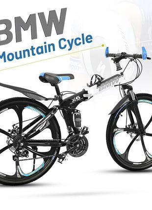 Amaze Kai Dual Suspension Bikes Latest Bmv Foldable Gear Cycle for Men with 21 Speed Gear 6 Spoke | Folding Mountain Bike with Double Disc Break & Mac Wheel, 26 Inch, (Black) 