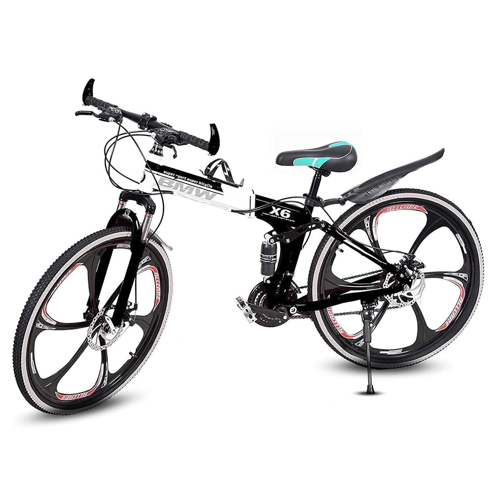 Amaze Kai Dual Suspension Bikes Latest Bmv Foldable Gear Cycle for Men with 21 Speed Gear 6 Spoke | Folding Mountain Bike with Double Disc Break & Mac Wheel, 26 Inch, (Black) price under 20000