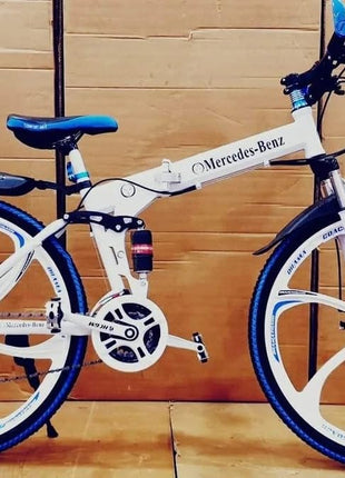 Amaze Kai Dual Suspension Bikes Latest Bmv Foldable Gear Cycle for Men with 21 Speed Gear 6 Spoke | Folding Mountain Bike with Double Disc Break & Mac Wheel, 26 Inch, (White) 