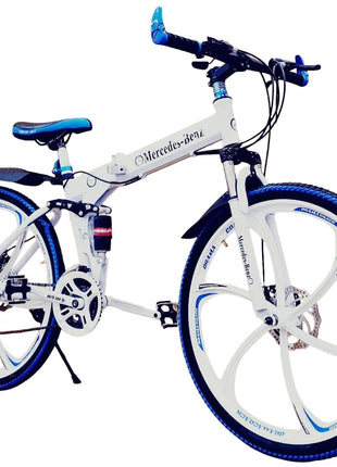Amaze Kai Dual Suspension Bikes Latest Bmv Foldable Gear Cycle for Men with 21 Speed Gear 6 Spoke | Folding Mountain Bike with Double Disc Break & Mac Wheel, 26 Inch, (White) 