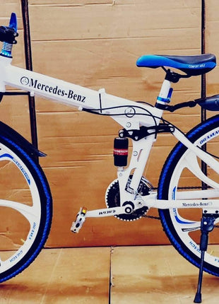 Amaze Kai Dual Suspension Bikes Latest Bmv Foldable Gear Cycle for Men with 21 Speed Gear 6 Spoke | Folding Mountain Bike with Double Disc Break & Mac Wheel, 26 Inch, (White) 