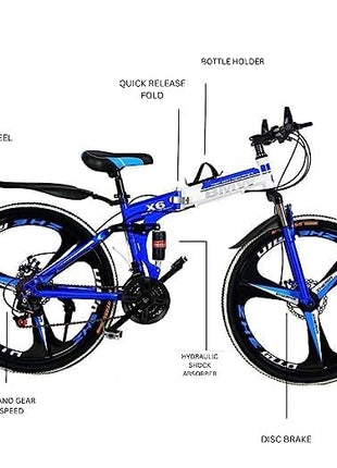 Amaze Kai Foldable Mountain Bike for Men, 21 Speed Gear, 3 Spoke, Double Disc Brake 