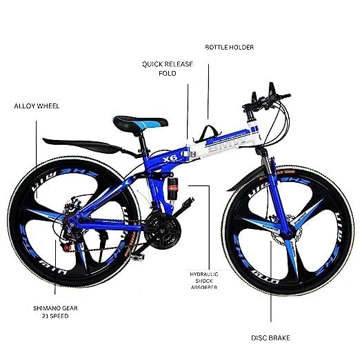 Amaze Kai Foldable Mountain Bike for Men, 21 Speed Gear, 3 Spoke, Double Disc Brake 