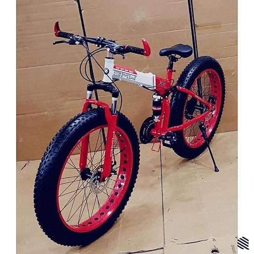 Amaze Power B.M.V X-6 26-Inch Fat Tire Folding Mountain Bike with Dual Suspension, 21-Speed Gear System, Double Disc Brakes, Carbon Steel Frame – Multi-Color Options 