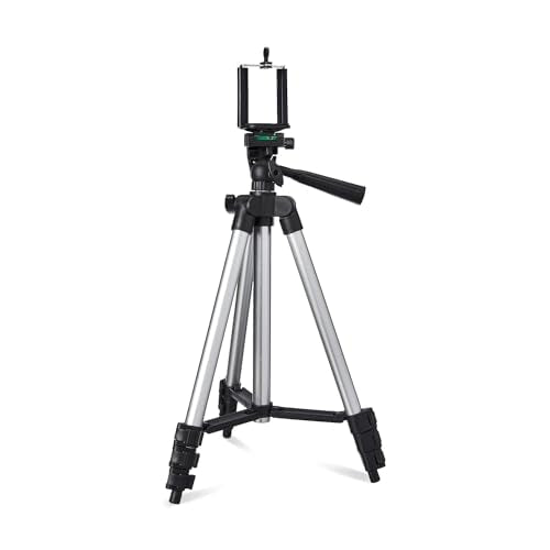 Amazon Basics 3110 Aluminium Lightweight Tripod with Mobile Phone Holder Mount & Carry Bag for All Smartphone, GoPro, Cameras 