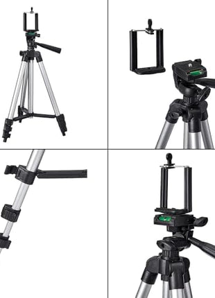 Amazon Basics 3110 Aluminium Lightweight Tripod with Mobile Phone Holder Mount & Carry Bag for All Smartphone, GoPro, Cameras 