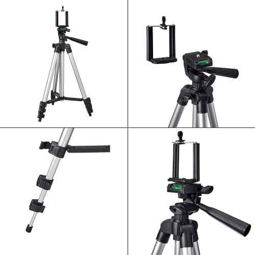 Amazon Basics 3110 Aluminium Lightweight Tripod with Mobile Phone Holder Mount & Carry Bag for All Smartphone, GoPro, Cameras 