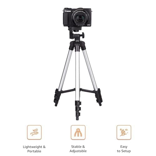 Amazon Basics 3110 Aluminium Lightweight Tripod with Mobile Phone Holder Mount & Carry Bag for All Smartphone, GoPro, Cameras 