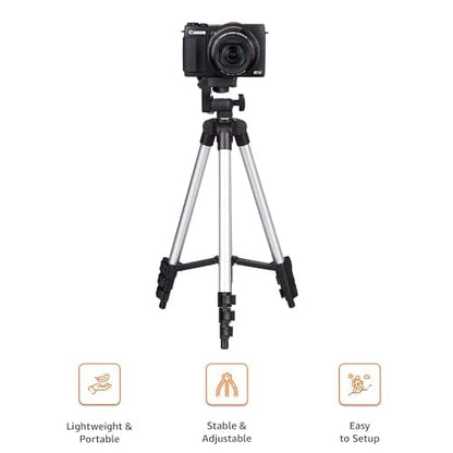 Amazon Basics 3110 Aluminium Lightweight Tripod with Mobile Phone Holder Mount & Carry Bag for All Smartphone, GoPro, Cameras 
