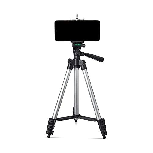 Amazon Basics 3110 Aluminium Lightweight Tripod with Mobile Phone Holder Mount & Carry Bag for All Smartphone, GoPro, Cameras 