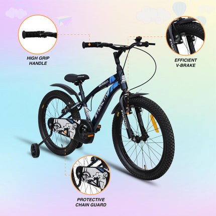 Amazon Brand - Symactive Mini Wonder, 20T Single Speed Kids Cycle/Bicycle/Bike, V-Brakes, Rigid Suspension, Alloy Steel Frame Size: 11.5 inch, Age: 5-12 Yr, Steel Rim (Dark Blue, Unisex) 