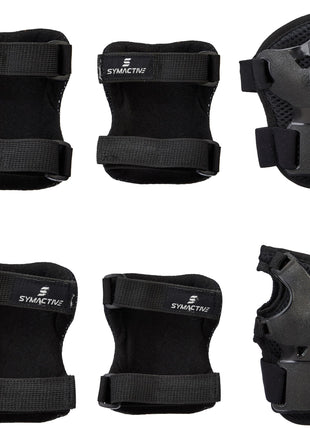 Amazon Brand - Symactive Professional Protective Gear Set (Knee/Elbow/Wrist Guard) for Skateboarding, Roller Skating, Inline Skating, Cycling and Other Sports Kids, Boys and Girls (Medium, Black) 