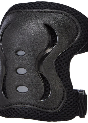 Amazon Brand - Symactive Professional Protective Gear Set (Knee/Elbow/Wrist Guard) for Skateboarding, Roller Skating, Inline Skating, Cycling and Other Sports Kids, Boys and Girls (Medium, Black) 