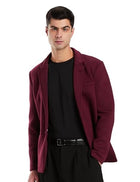 Amazon Brand - Symbol Men's Solid Full Sleeves Regular Fit Casual Blazer (AW23-SY-BLZ-10_Wine_L) 
