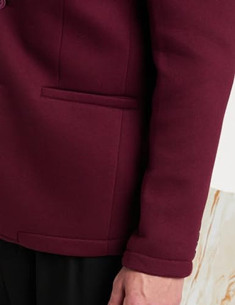 Amazon Brand - Symbol Men's Solid Full Sleeves Regular Fit Casual Blazer (AW23-SY-BLZ-10_Wine_L) 