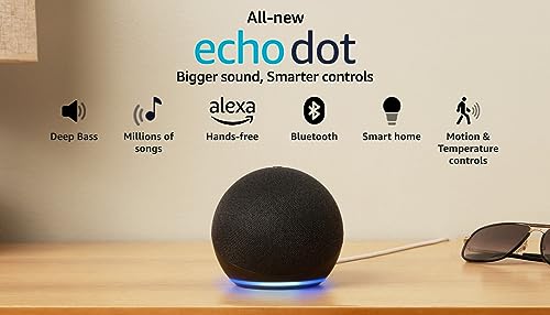 Amazon Echo Dot (5th Gen) | Smart speaker with Bigger sound, Motion Detection, Temperature Sensor, Alexa and Bluetooth| Black 