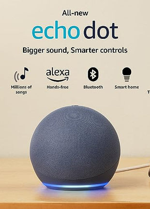 Amazon Echo Dot (5th Gen) | Smart speaker with Bigger sound, Motion Detection, Temperature Sensor, Alexa and Bluetooth| Blue 