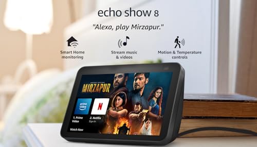 Amazon Echo Show 8 (2nd Gen) - Smart speaker with 8" HD screen, stereo sound & hands-free entertainment with Alexa (Black) 