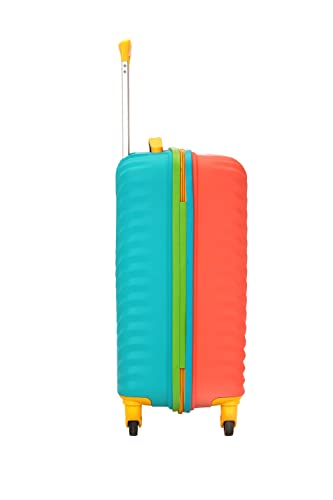 American Tourister Cabin Trolley Bag for Travel|Splash 55 Cms Polycarbonate Hardsided Small Luggage Bag|Speed_Wheel 8 Wheel Suitcase for Travel|Trolley Bag for Travelling, Coral/Teal 