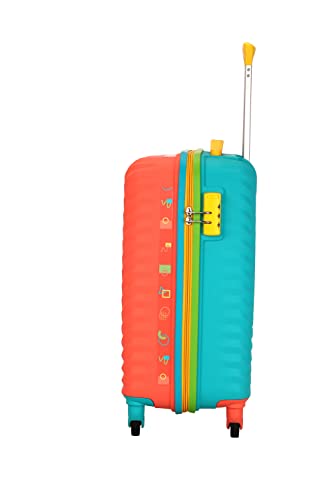 American Tourister Cabin Trolley Bag for Travel|Splash 55 Cms Polycarbonate Hardsided Small Luggage Bag|Speed_Wheel 8 Wheel Suitcase for Travel|Trolley Bag for Travelling, Coral/Teal 