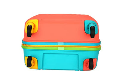American Tourister Cabin Trolley Bag for Travel|Splash 55 Cms Polycarbonate Hardsided Small Luggage Bag|Speed_Wheel 8 Wheel Suitcase for Travel|Trolley Bag for Travelling, Coral/Teal 