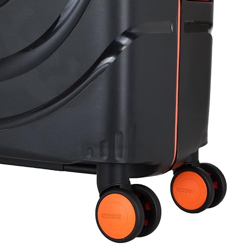 American Tourister Circurity+ 68 CM 8 Wheel with 3 Point TSA Lock Trolley Bag for Travel | Small Polypropelene Suitcase with TSA Lock, Double Wheels & Flexi Packing Straps for Men & Women - Black 